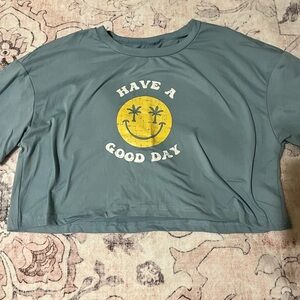 Blue Graphic Tee with Smiley Face